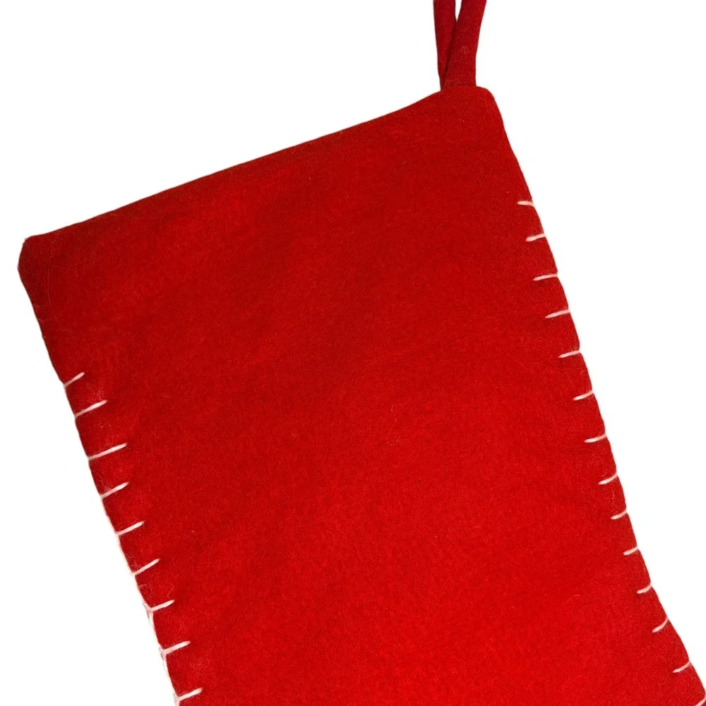 VTG 90s Patriotic Snowman Christmas Stocking Red Felt Americana Stars Stripes
